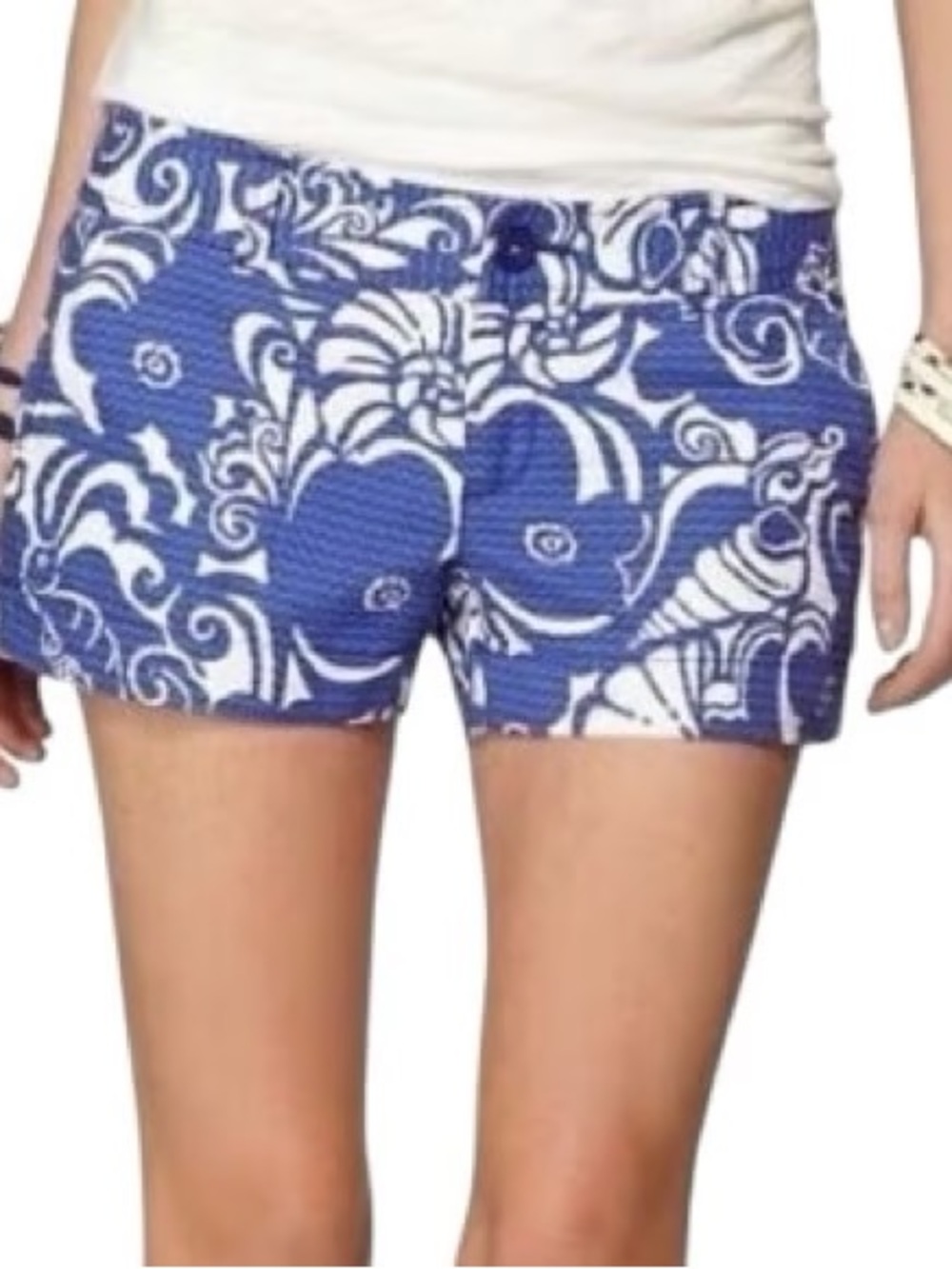 Lilly Pulitzer Royal Blue and White Walsh Floral Print Summer Casual Shorts